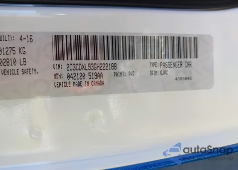 2016 Dodge Charger Srt Hellcat from USA, damaged, VIN 2C3CDXL93GH222188